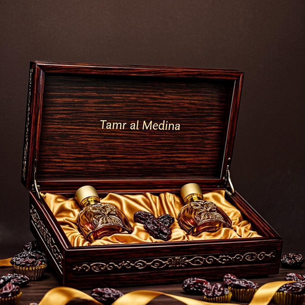 coffret bois or dattes