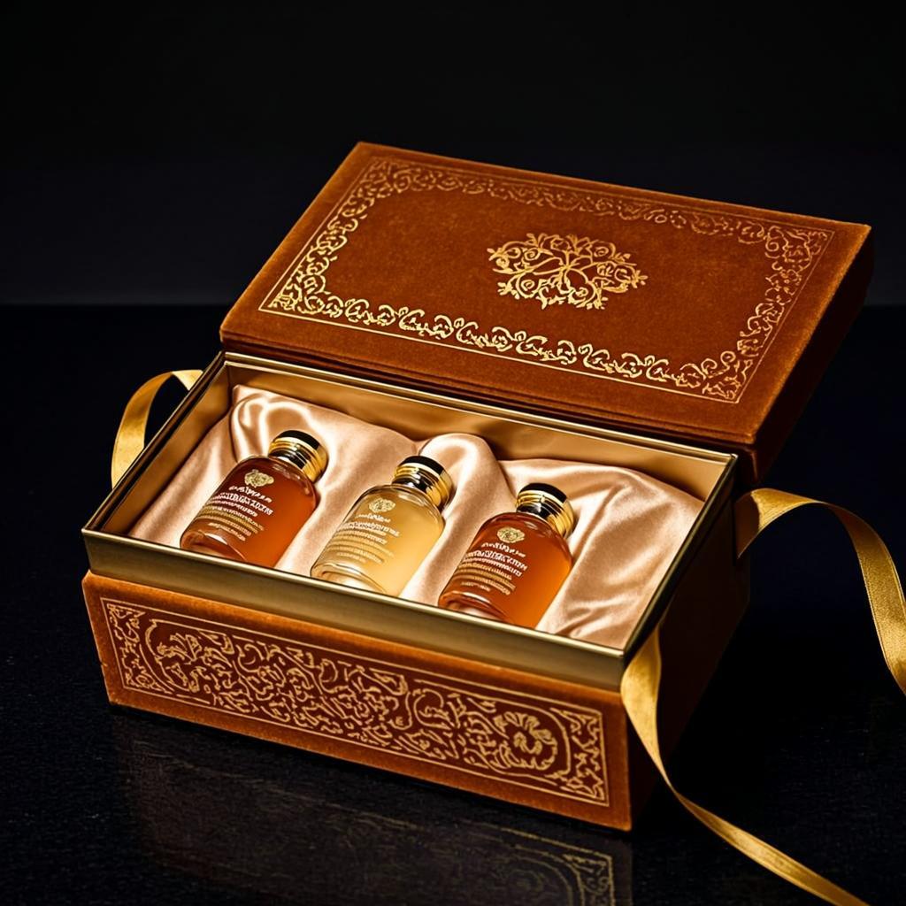 coffret velours caramel trois flacons