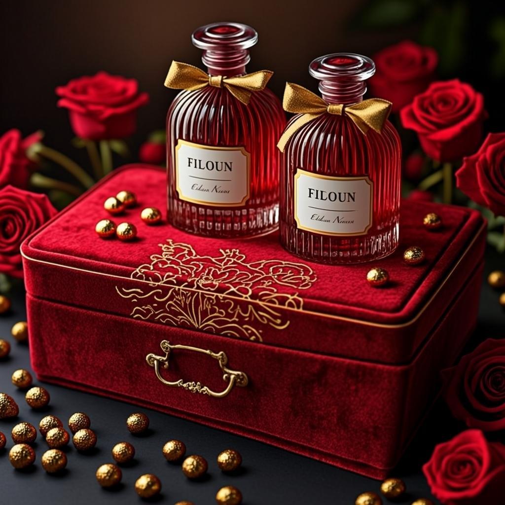 coffret noces satin rouge or