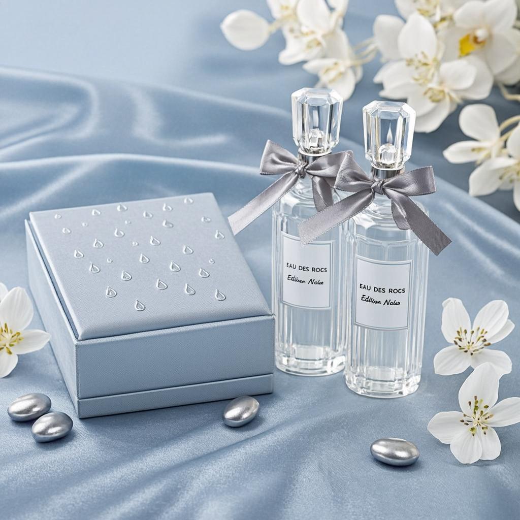 coffret noces satin bleu argent