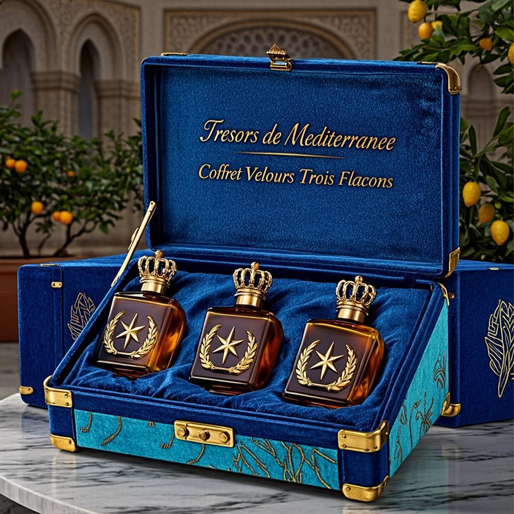 coffret velours azur trois flacons
