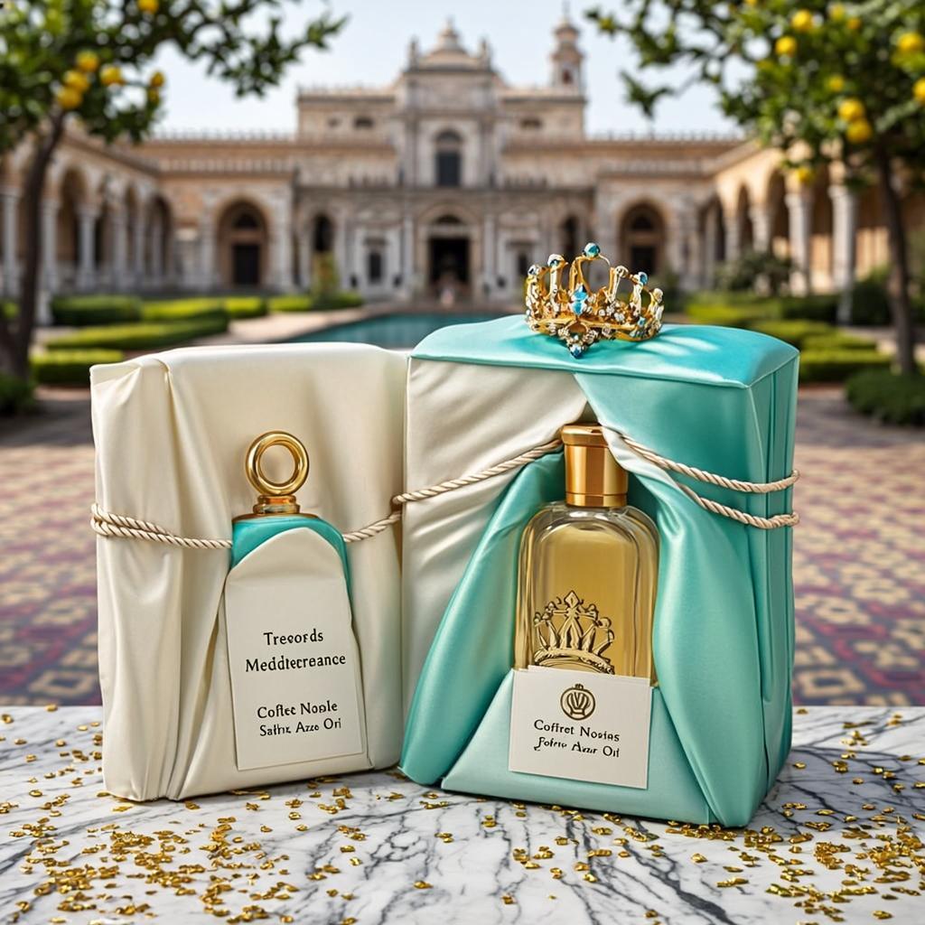 coffret noces satin azur or